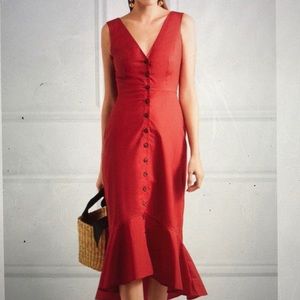 Saloni Zoey Red Dress with Fluted Hem